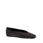 MAGDA BUTRYM SATIN BALLET FLATS IN BLACK CRYSTALS