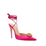 MAGDA BUTRYM POINTED-TOE SATIN MILE WRAP PUMPS IN FUCHSIA