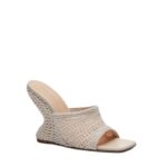 MAGDA BUTRYM INVERTED WEDGE MULE IN CREAM CROCHET