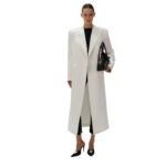MAGDA BUTRYM CLASSIC DOUBLE BREASTED SILK COAT IN CREAM