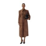 MAGDA BUTRYM SUEDE HOURGLASS COAT IN BROWN