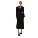 MAGDA BUTRYM HOURGLASS SINGLE BREASTED SILK COAT IN BLACK