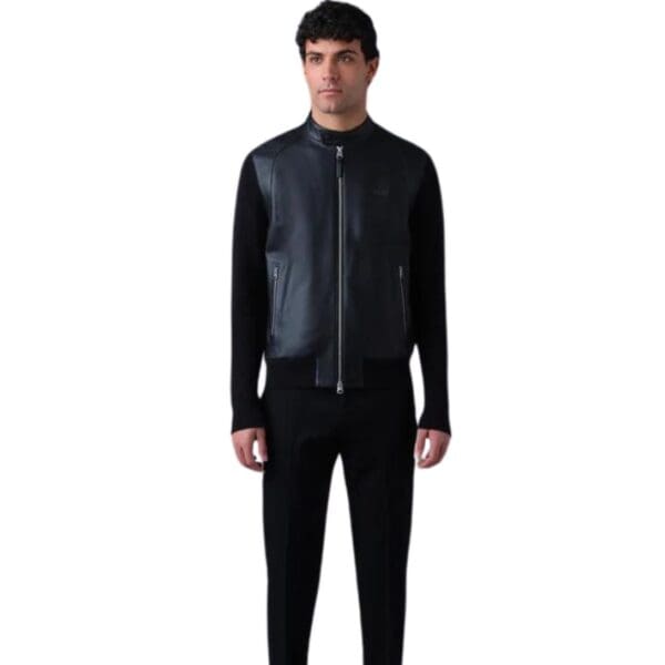 mackage dominic knit mixed-media jacket
