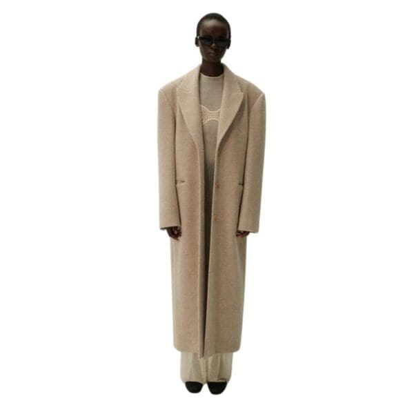 MAGDA BUTRYM CASHMERE SINGLE BREASTED LONG COAT IN BEIGE