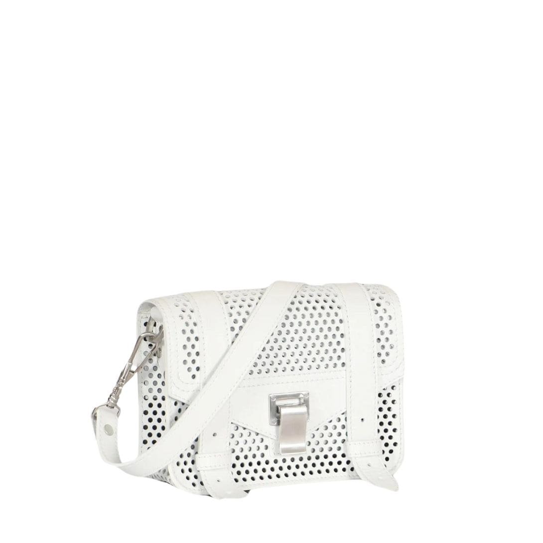 PROENZA PS1 MINI CROSSBODY BAG IN PERFORATED LEATHER OPTIC WHITE