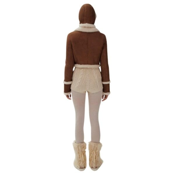 MAGDA BUTRYM CROPPED SHEARLING JACKET IN BEIGE