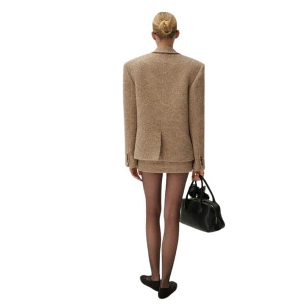 MAGDA BUTRYM SINGLE BREASTED SHORT ALPACA COAT IN BEIGE