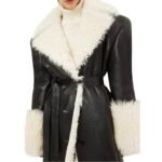 MAGDA BUTRYM LONG BELTED SHEARLING LEATHER COAT IN BLACK