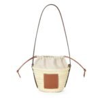 LOEWE BUCKET BAG WITH DRAWSTRING IN PALM LEAF AND CALFSKIN