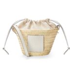 LOEWE BUCKET BAG WITH DRAWSTRING IN PALM LEAF AND CALFSKIN