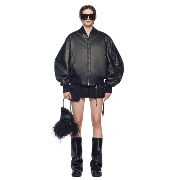 THE ATTICO ANJA DARK BROWN BOMBER