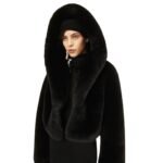 MAGDA BUTRYM FAUX FUR HOODED JACKET IN BLACK