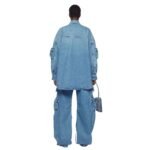 THE ATTICO FERN WASHED BLUE SHORT COAT