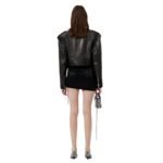 MAGDA BUTRYM CROPPED BIKER JACKET IN BLACK LEATHER