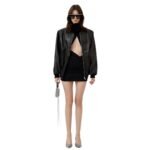 MAGDA BUTRYM OVERSIZED LEATHER BOMBER JACKET IN BLACK