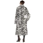 THE ATTICO WHITE AND BLACK LONG FUR COAT
