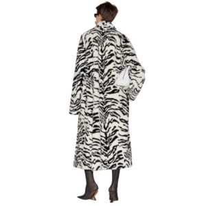 THE ATTICO WHITE AND BLACK LONG FUR COAT