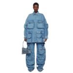 THE ATTICO FERN WASHED BLUE LONG PANTS