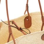 LOEWE ANAGRAM BASKET BAG IN IRACA PALM AND CALFSKIN