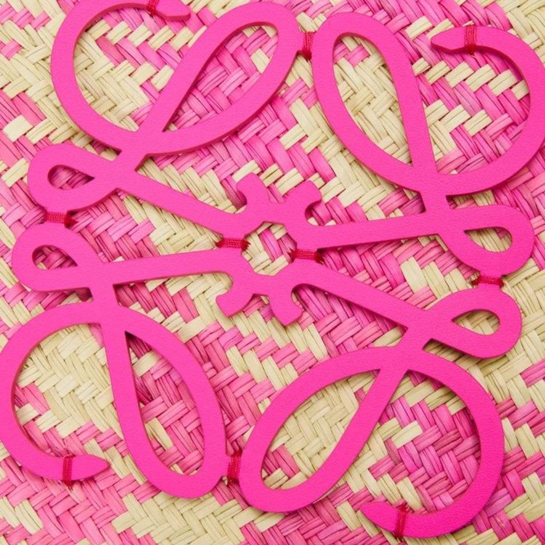 LOEWE ANAGRAM BASKET BAG IN IRACA PALM AND CALFSKIN