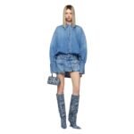 THE ATTICO FAY WASHED BLUE MINI SKIRT