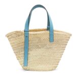 LOEWE BASKET BAG IN PALM LEAF AND CALFSKIN