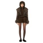 MAGDA BUTRYM CROPPED SUEDE SHEARLING COAT IN BROWN