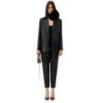 MAGDA BUTRYM OVERSIZED LEATHER BLAZER IN BLACK