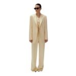 MAGDA BUTRYM OVERSIZED SINGLE BUTTON SATIN BLAZER IN YELLOW
