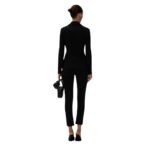 Longline jersey buttoned blazer in black