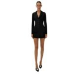 MAGDA BUTRYM LONGLINE KNIT BUTTONED BLAZER IN BLACK