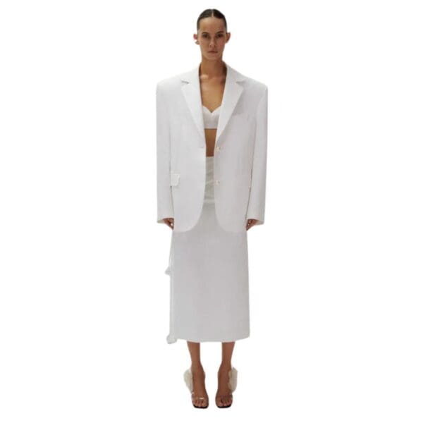 MAGDA BUTRYM CLASSIC OVERSIZED COTTON BLAZER IN WHITE