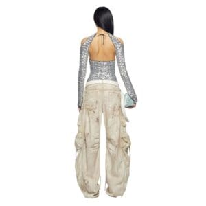THE ATTICO FERN NATURAL MARBLE LONG PANTS