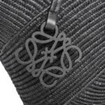 LOEWE PETAL BASKET BAG IN RAFFIA AND CALFSKIN