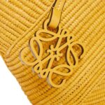 LOEWE PETAL BASKET BAG IN RAFFIA AND CALFSKIN