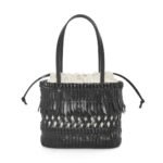 LOEWE SQUARE BASKET FRINGED BAG IN CALFSKIN