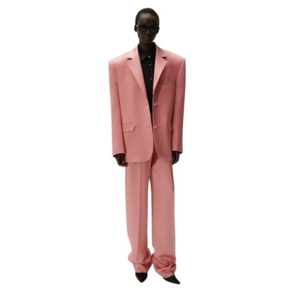 MAGDA BUTRYM WILD LEG SILK TAILORED PANTS IN PINK