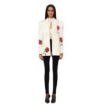 MAGDA BUTRYM ROSE STAMPED OVERSIZED BLAZER IN CREAM