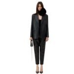 MAGDA BUTRYM OVERSIZED LEATHER BLAZER IN BLACK