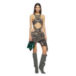 THE ATTICO "MAGNOLIA" MILITARY AND LIGHT BROWN MINI DRESS