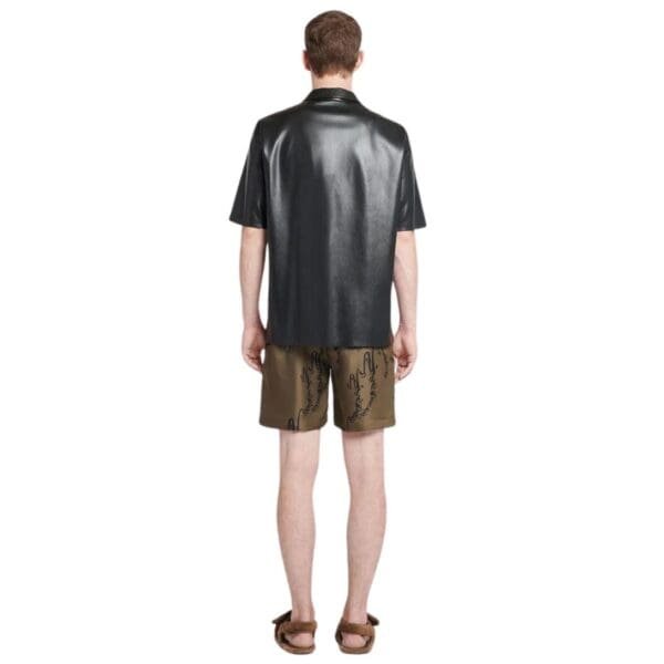 NANUSHKA DOXXI PRINTED SILK-TWILL SHORTS CALLIGRAPH KHAKI