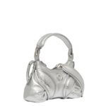 MARINE SERRE LAMINATED LEATHER MINI FUTURA SILVER