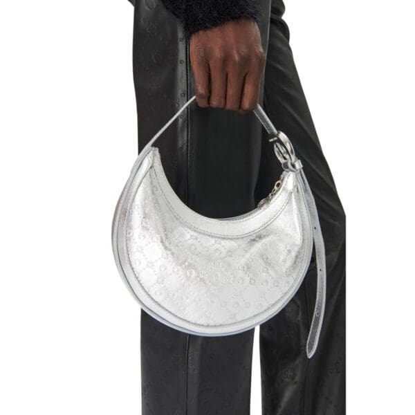 MARINE SERRE LAMINATED LEATHER MINI ECLIPS SILVER