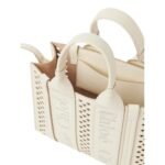 CHLOE SMALL WOODY TOTE BAG WITH STRAP MISTY IVORY