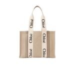 CHLOE MEDIUM WOODY TOTE BAG MUSK GREY