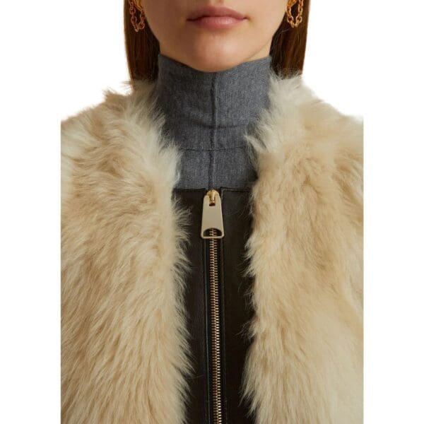 KHAITE THE GRACELL JACKET IN CREAM SHEARLING