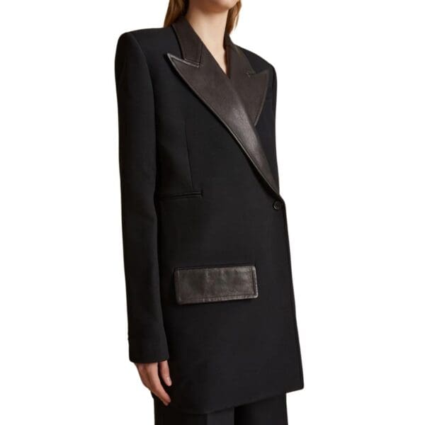KHAITE THE JACOBSON BLAZER IN BLACK LEATHER COBO