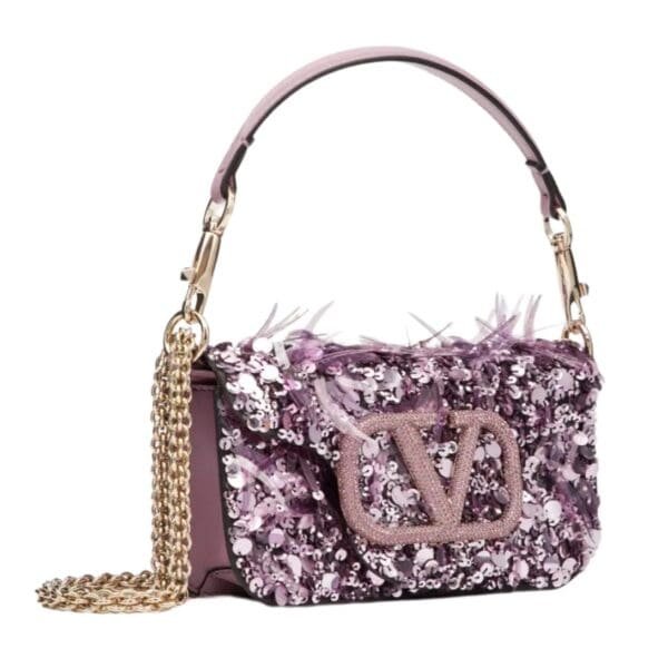 VALENTINO GARAVANI SMALL LOCÒ SHOULDER BAG WITH 3D EMBROIDERY