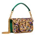 VALENTINO GARAVANI SMALL LOCÒ SHOULDER BAG WITH 3D EMBROIDERY