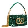 VALENTINO GARAVANI SMALL LOCÒ SHOULDER BAG WITH 3D EMBROIDERY
